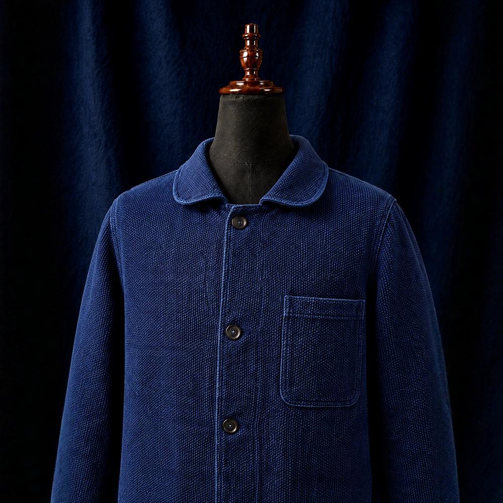 Indigo Blue Sashiko Lapel Suit Jacket