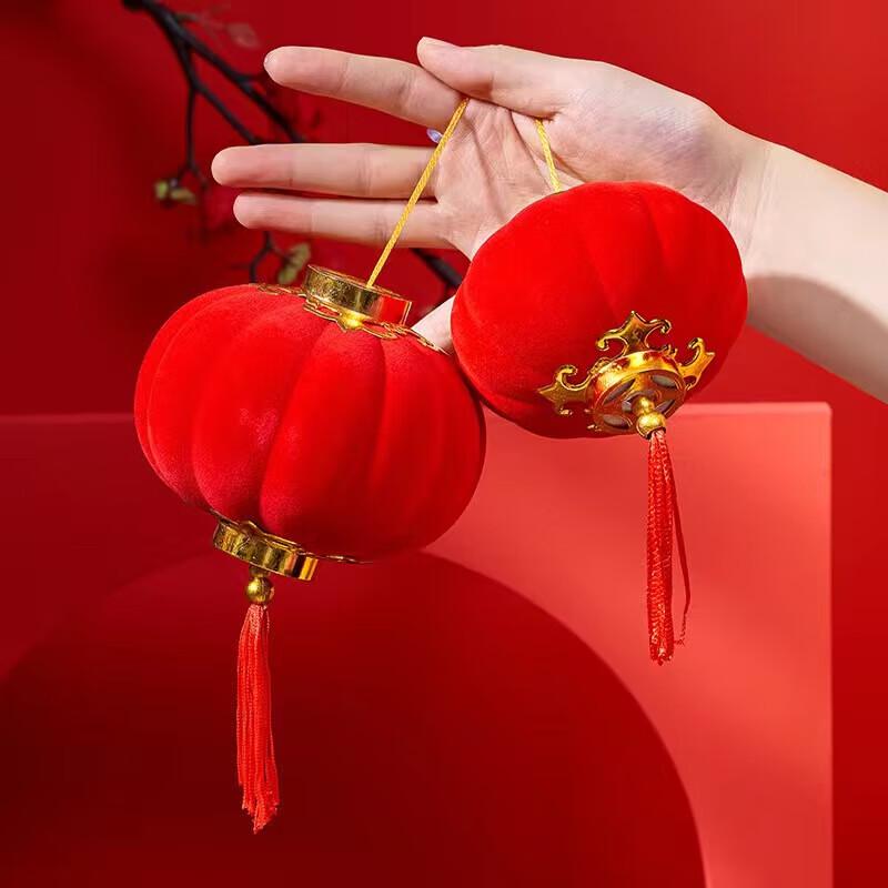 Chinese New Year Red Flocked Lanterns