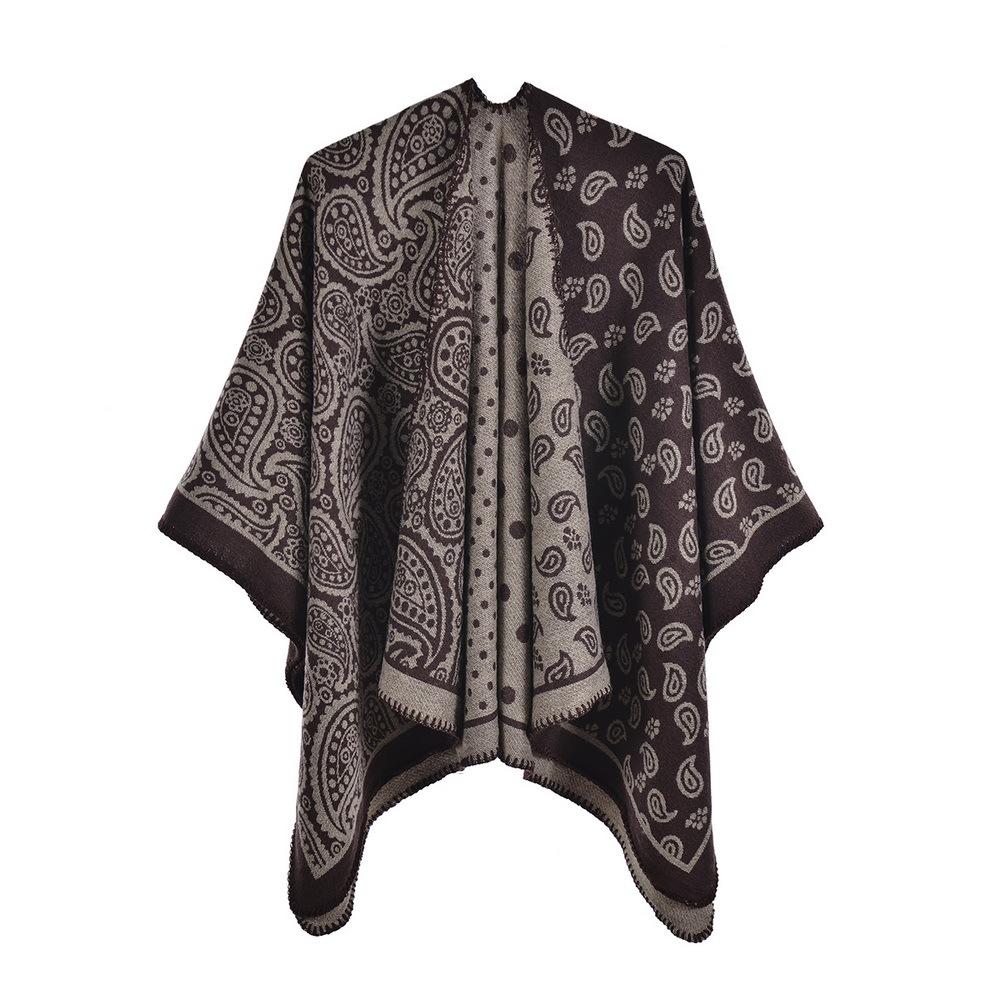 Szal Kobieta Imitacja Kaszmiru Zimowy Dwustronny Nadruk Poncho Kocyk Wrap Capa Para Mujer Femme Szale Pashima Echarpe