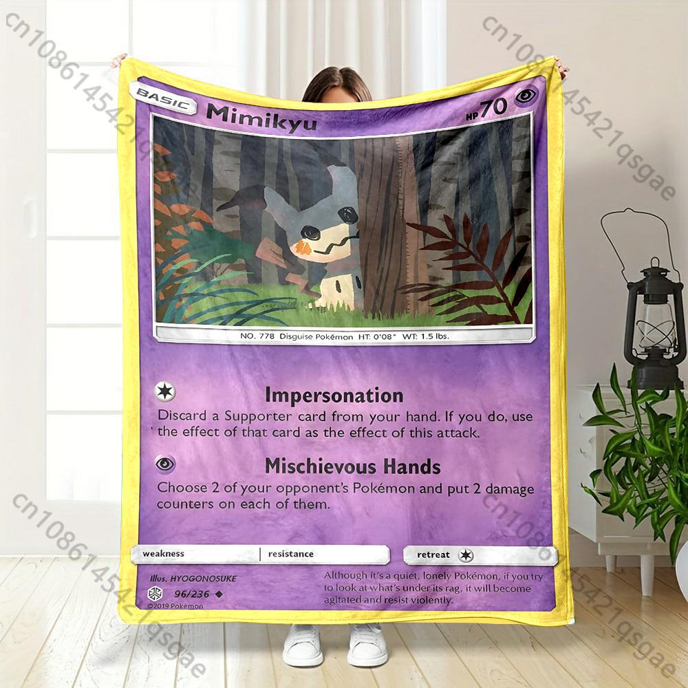 

Multisize Pokemon Cards Mimikyu Printed Blanket Cartoon Flannel Fluffy Soft Blanket for Adult Kids Plush Home Sofa Car Camping 75x100cm