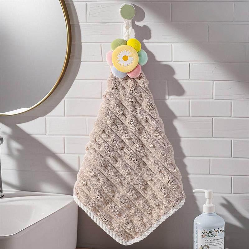 Blumen Handtuch mit Aufhängeschlaufe, Schnelltrocknend, Weich, Hochsaugfähig, Aus Mikrofaser, Geeignet für Badezimmer und Küche