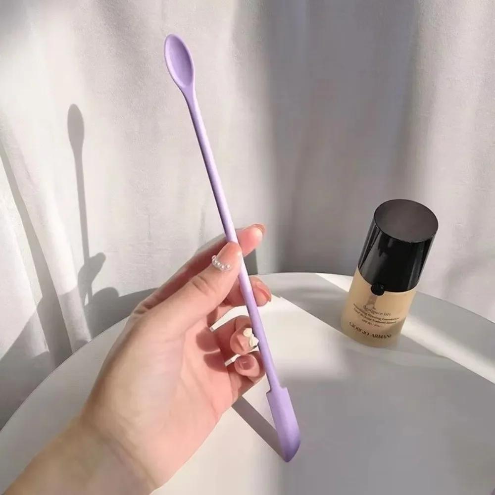 3pcs Portable Mini Silicone Scraper Double-head Lengthened Cosmetic Digging Spoon Soft Face Mask Brush Makeup Brushes Set