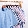 100 % bomull pustende menn Oxford kortermede sommerrutete skjorter Stripete herreklær Business Regular Fit Oversized
