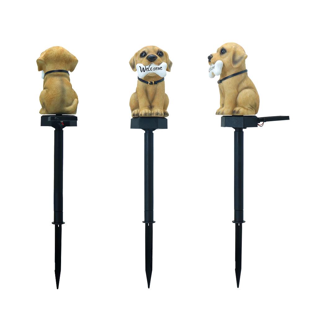 Solar Puppy Welcome Sign Lawn Light: Outdoor Cartoon Garden Decoration