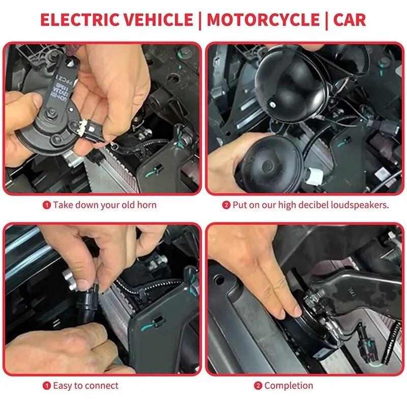 Claxoane de tren pentru camioane 105db, claxon electric de melc cu aer puternic, kit de claxoane de tren rezistente la apă 12V super tare pentru mașină, motocicletă, camion