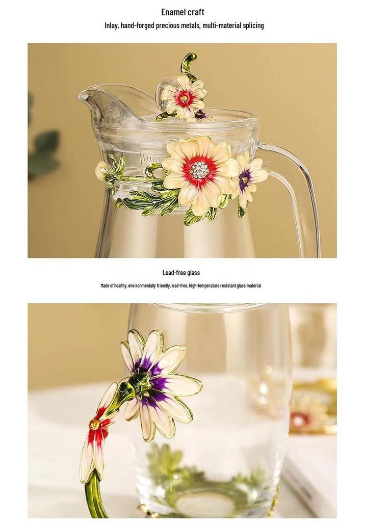 Chrysanthemum Enamel Glass Tea Cup - Lead-Free Crystal Coffee Cup Gift