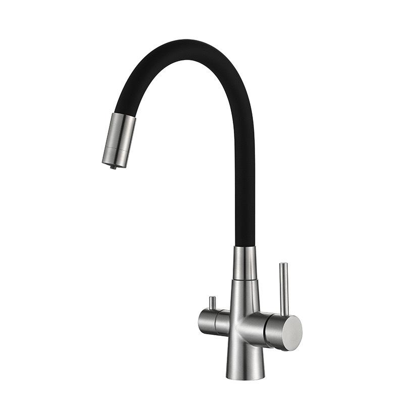 304 Stainless Steel Kitchen Water Filter Faucet Dual Spout Pure Drinking Water Mixer Tap Hot And Cold Mixed Water Kitchen Faucet