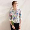 Women's Mulberry Silk Art Print Long Sleeve Knit Top