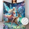 Fairy Pattern Flannel Blanket with Butterflies And Flowers, Soft And Warm Blanket, Suitable for Sofa Blanket, Home Leisure Blanket, Air-Conditioning B