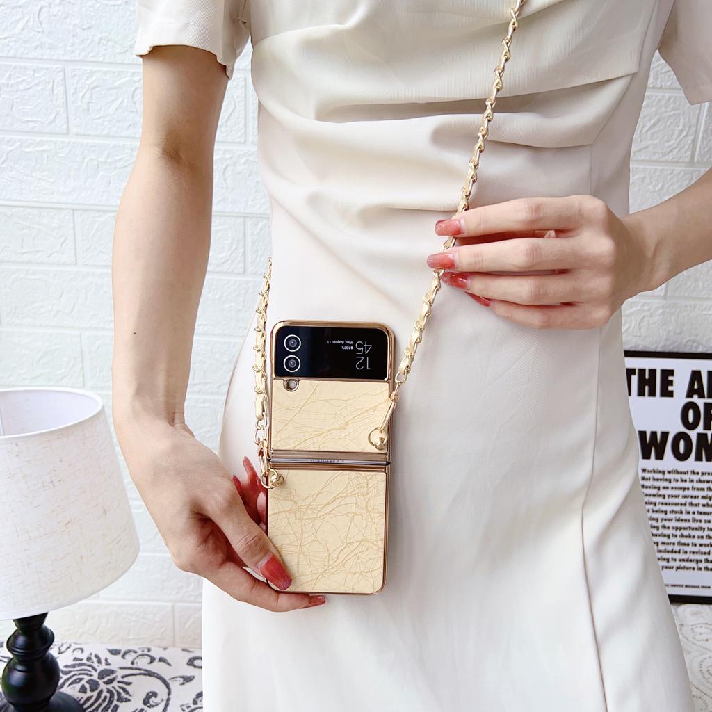 Für Samsung Galaxy Z Flip 4 3 Hülle Luxus Galvanisch lackiert mit Armband Stoßfester Schutz Harte Rückseite Zubehör