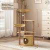 Minimalist Rattan Cat Tree with Scratching Post and Condo