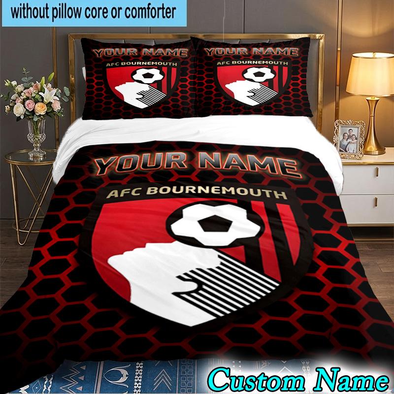 Custom Name Bournemouth Football Club 3PCS Bedding Set For Bedroom Dormitory,Including 1pc Duvet Cover And 2pcs Pillowcases Large size Fan gift