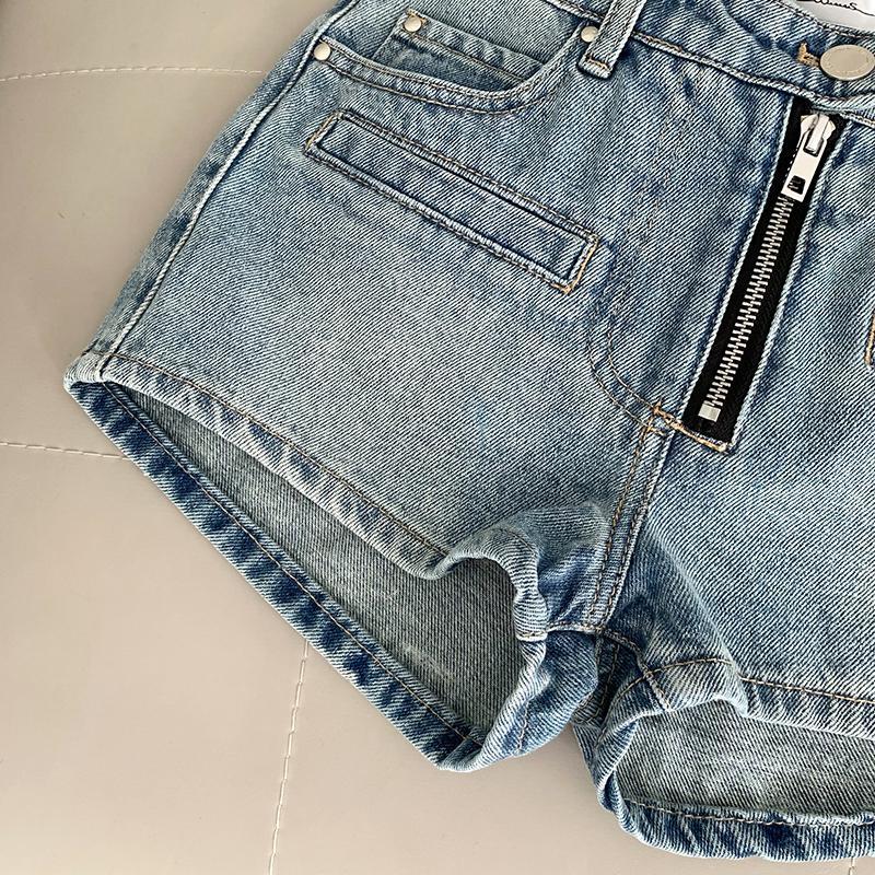 Hot Girl High Waist Denim Shorts for Women in Summer New Slim A-line Pants Thin