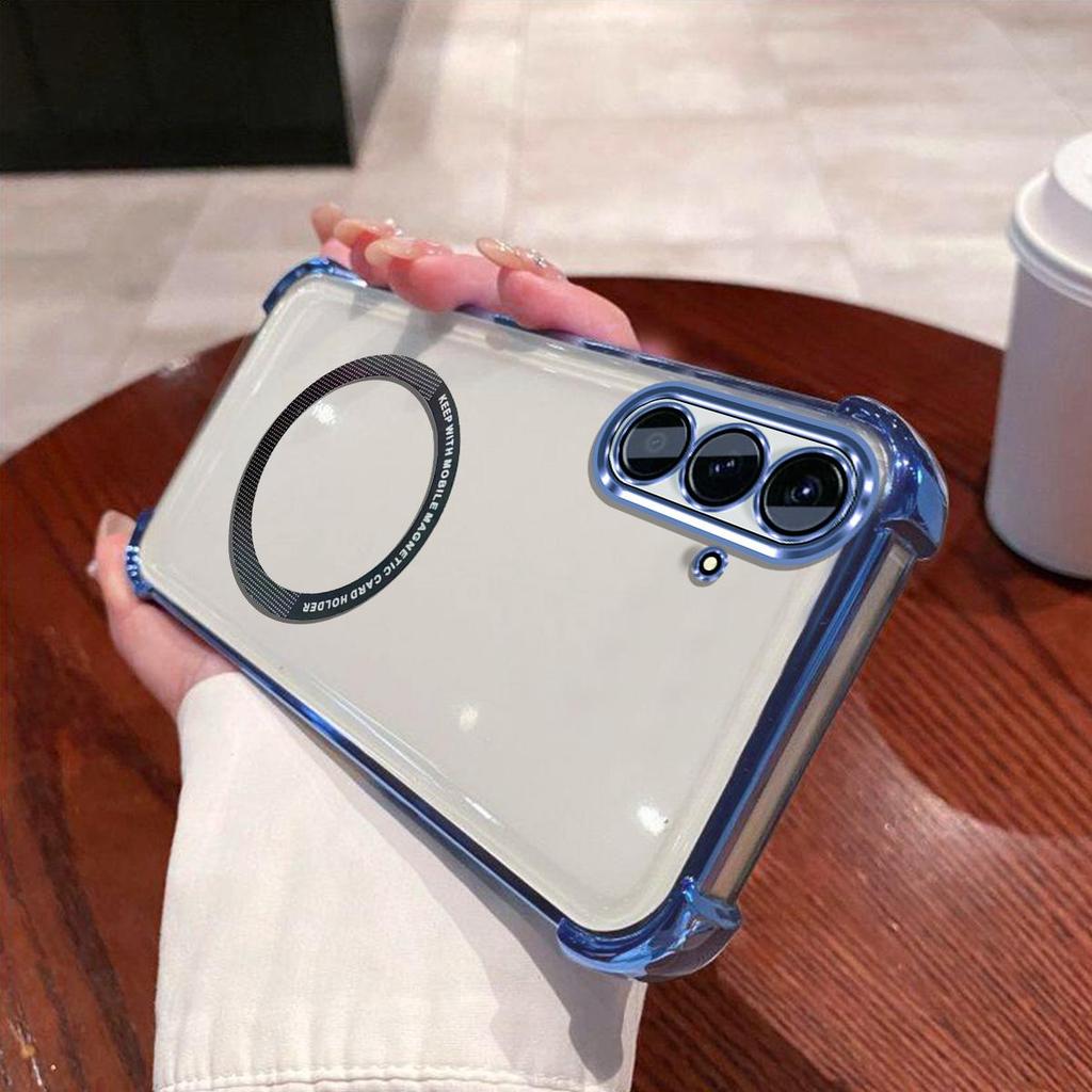 Case for Samsung Galaxy A57 5G Clear Magnetic Casing Electroplated Lens Frame Phone Cover