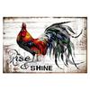 Antique Country Barnyard Rooster Chicken Metal Sign Retro Farm Wall Art For Farmhouse Kitchen Barn Cafe Wall Decoration