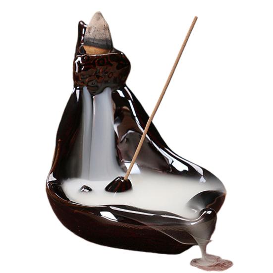 Ceramic Waterfall Backflow Diffuser Home Incense Burners Holder Censer Decor