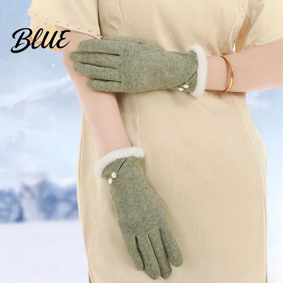 Stylish Gloves Winter with Fluffy Windproof Warm Touch Screen for Women Thermal Knitted Fur Trim