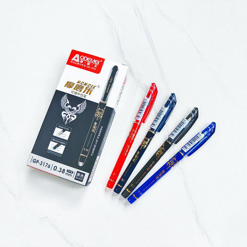 3176 Transparent Erasable Gel Pen - 0.38mm Blue, Red & Black Ink, for Office and Student Use