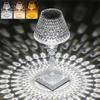 1pc Crystal Table Lamp Rechargeable Touch Light-changing Eye Protection Lamp For Home Bedroom Bedside Decoration Lighting