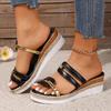 Women's Colorblock Trendy Sandals, Slip On Casual Summer Beach Slides, Non-slip Wedge Slides