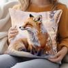 1pc Winter Snow Fox Cushion Cover with Red Fox Pattern - Soft Zipper Closure Pillowcase Suitable for Sofa Bed Decor, Cozy Animal-Themed Throw Cover Fo