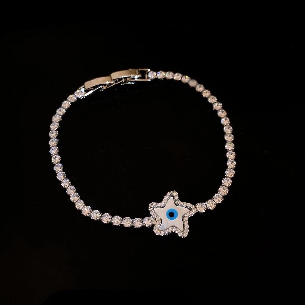 Copper Zircon Devil s Eye Bracelet Banquet Clothes Jewelry  Clothes Accessories Star Silver