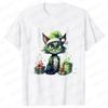 New Year Short Sleeve Tshirt Cute Cat Print Tops Fashion Xmas Unisex Tees Shirt Trend Graphic Christmas Male Oversized Clothing
