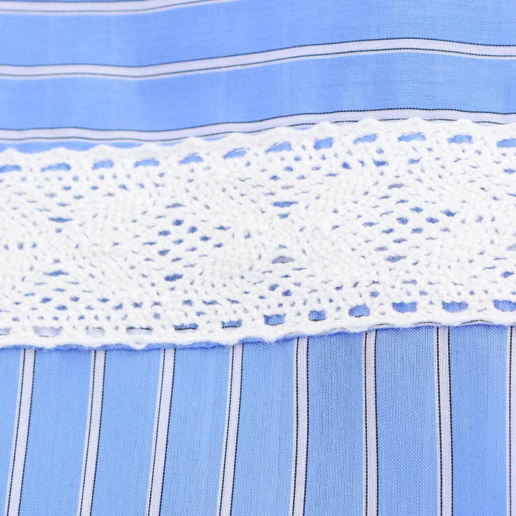 2025 Spring Women's Casual Lace Patchwork Striped Shirt