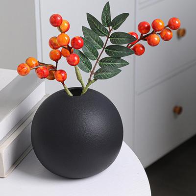Runde Blumenvase aus Keramik, Blumentopfhalter, Feiertags-Pflanzknospe für Büro, Kamin