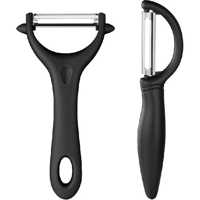 AUAUY 2Pcs Potato Peeler, Y-Shaped Swivel Vegetable Peeler, Fruit Peeler for Kitchen, Non-Slip Y Peeler, Ergonomic Handle Sharp Blade Stainless Steel 2PCS(Y and I-Shaped)