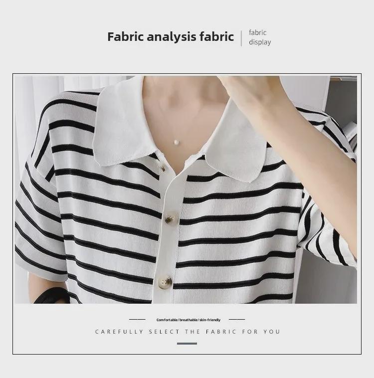 2023 Summer Korean Striped Knitted Short Sleeve Maternity Dress