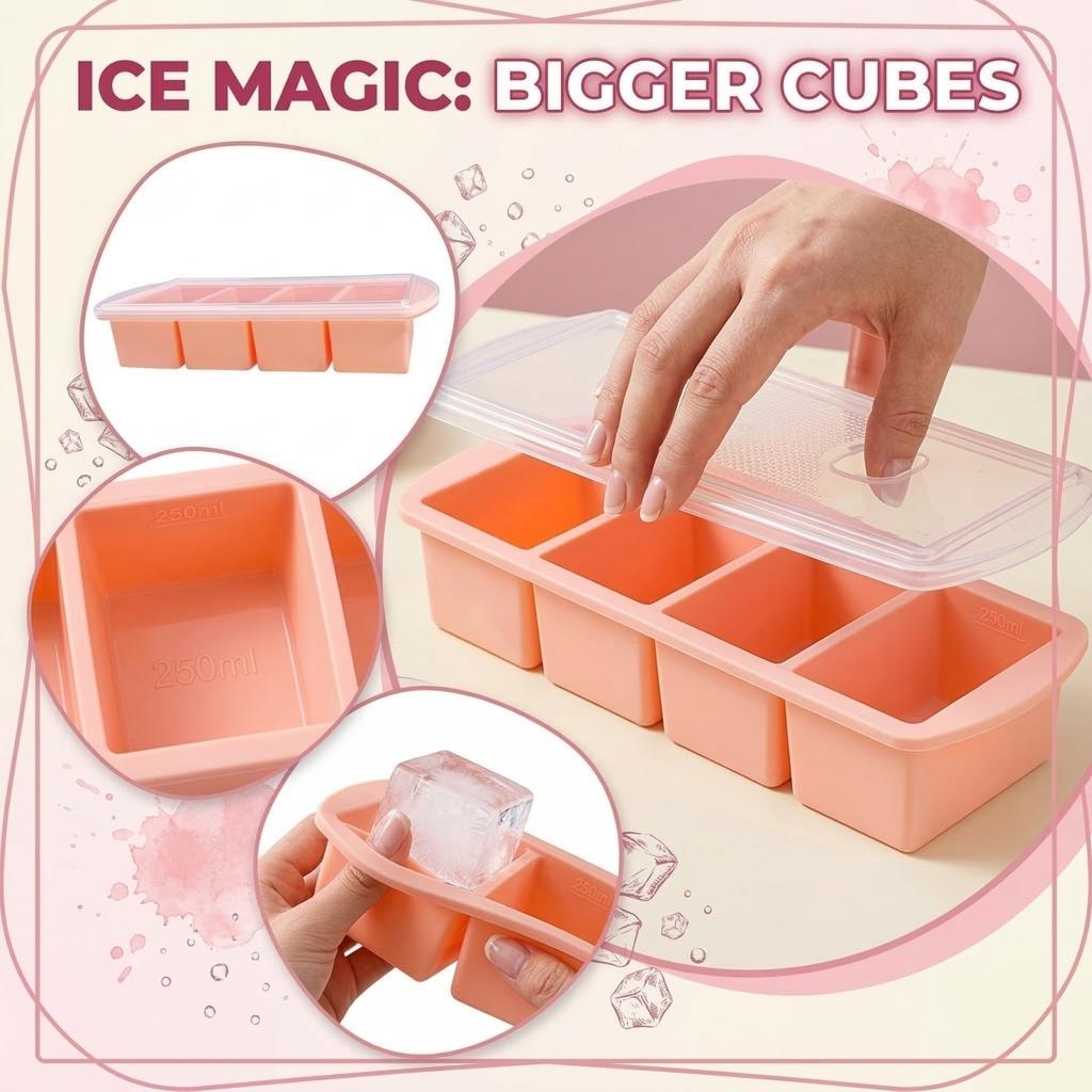 Covered Silicone Ices Cubes Tray For Freezing Storage Box Ices Block Mold