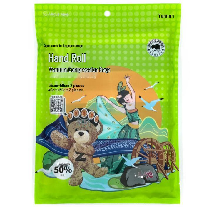 

Portable Hand-Rolled Travel Compression Bags for Clothes - No Pump Needed