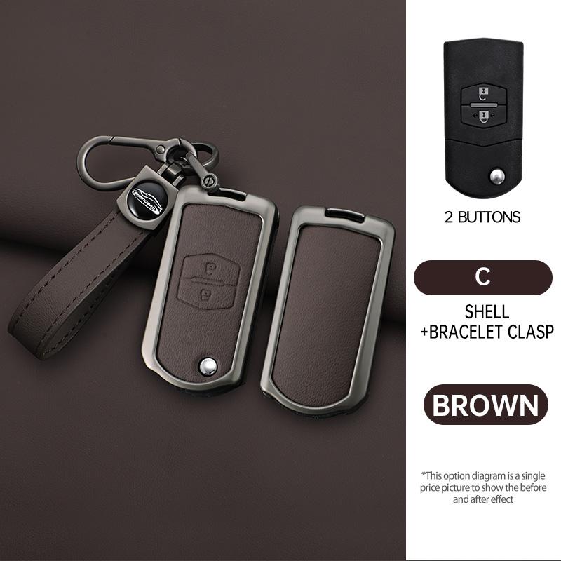 Metal Car Key Case Cover Holder Shell Fob For Mazda 3 5 6 Series M6 Rx8 Mx5 2 3 Buttons Keyless Key Protector Bag Accessories