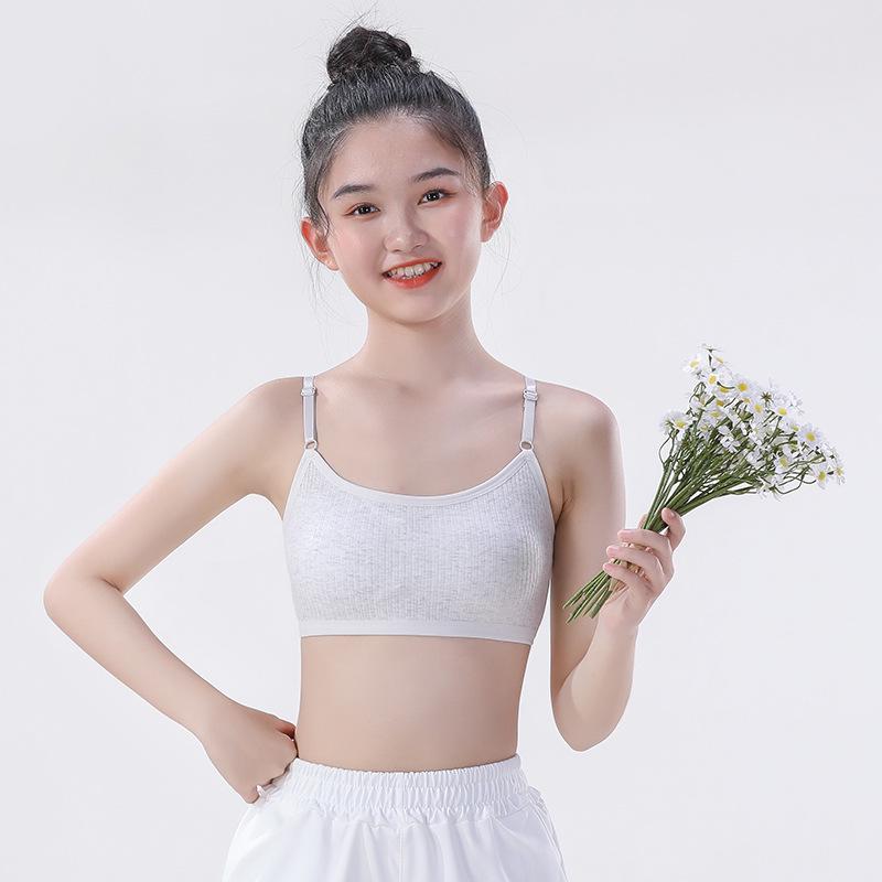 Girls' Adjustable Cotton Bandeau Bra for Middle & High School Students, Ages 12-18
