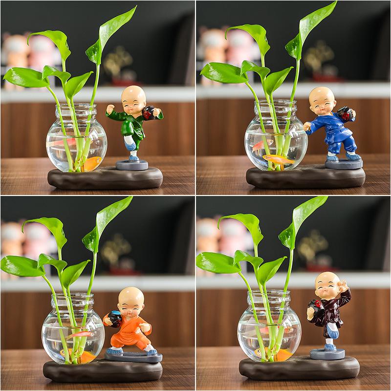 Creative Resin Monk Hydroponic Vase for Home and Office Decor