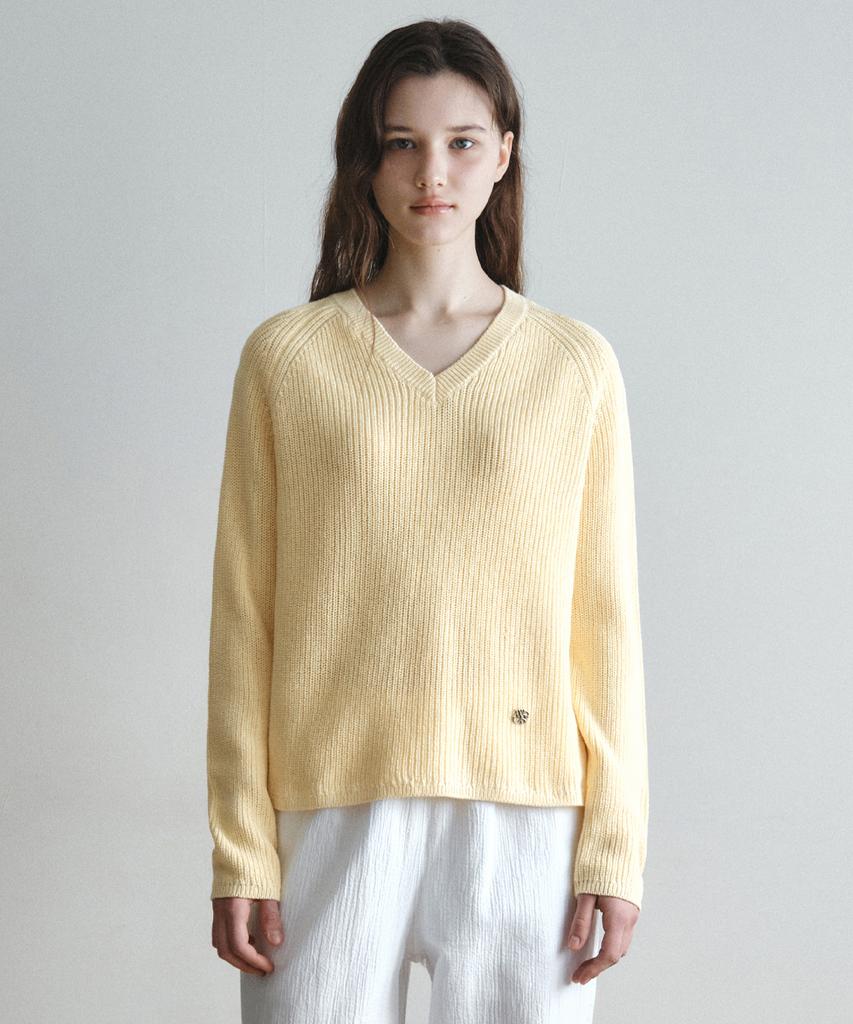 Wednesday Oasis For Woman Easy Hazzi V-Neck Knit_Butter Yellow(Wc26Kn06)