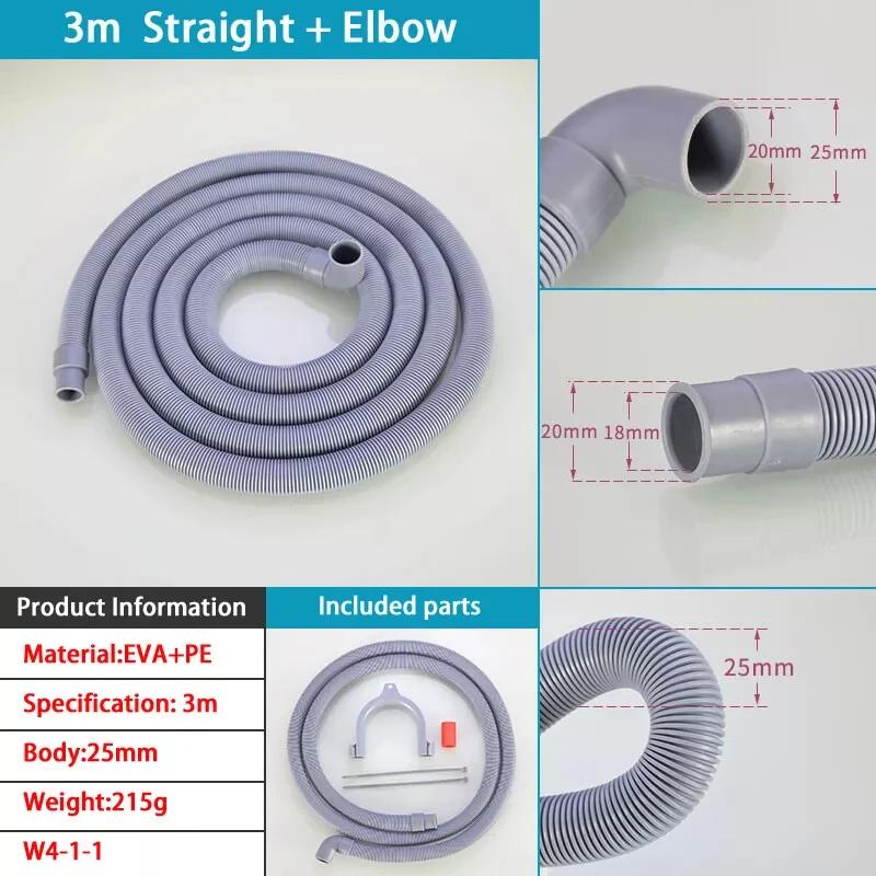 1.5/2/3/4 Metre Washing Machine Drain Hose Extension Pipe Sewer Outlet Tube Sewage Pipe Outlet Hose
