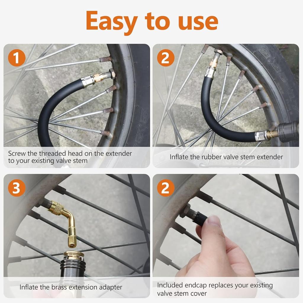 SAFELIFE Tire Valve Extensions, 8.25 Inch Flexible Valve Stem Extenders with 90 Degree Brass Schrader Tire Valve Extension Adaptor Compatible for