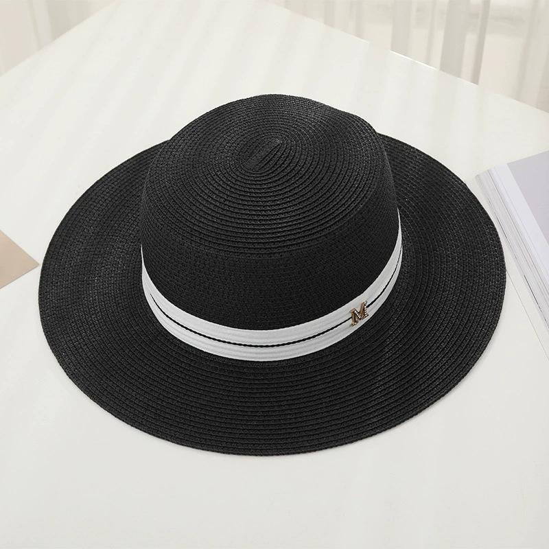 New Women's Summer UV Protection Sweet Ribbon Seaside Vacation Sunshade Bucket Hat Bow Large Brim Straw Hat