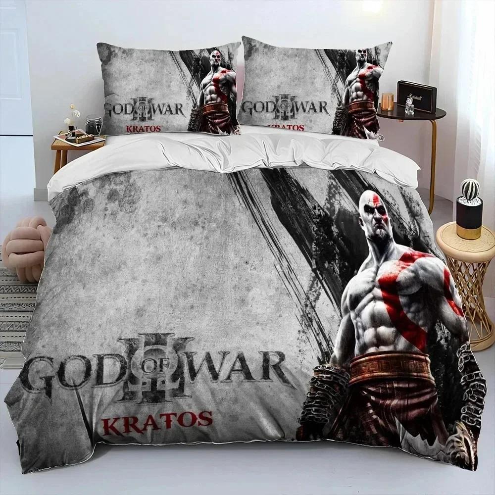 God of War Game Bedding Set Gamers Kratos Duvet Cover Set Boys Girls Twin Queen King Size Duvet Cover Pillowcase Bed Boys Adult