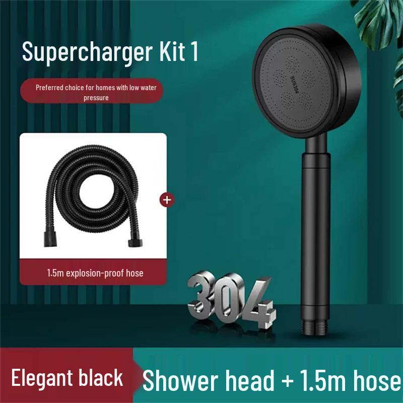 Durable 304 Stainless Steel Boost Shower Head Set - All-Metal, Drop-Resistant for Home Use