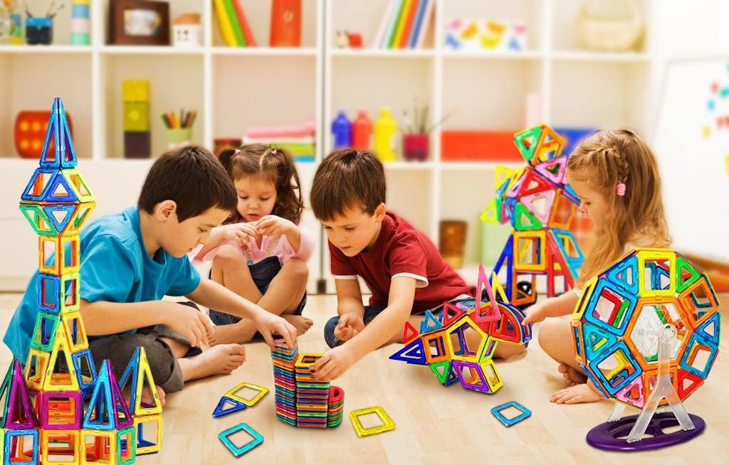 Jasonwell 133 buc Blocuri magnetice Jucării magnetice Magneți Jucării educaționale pentru copii mici și fete Pachet japonez Puzzle 3D Model DIY Construire