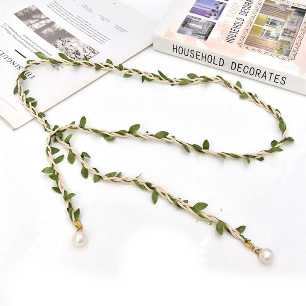 Bohemian Ethnic Style Waist Belt Pearl Beaded Dress Decoration Leather Weave Waist Chain Party