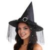 Fairy Tale Party Accessory Steeple Halloween Witch Hat, with Lace Edge, Lightweight Hat for Breathable Pointed Headwear, Cosplay Costume Holiday Photo