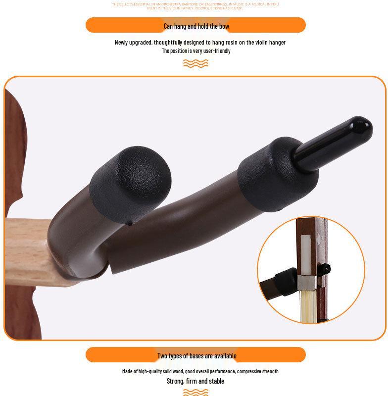 Violin Wall Mount with Solid Wood Base - Sturdy Violin Hanger and Stand