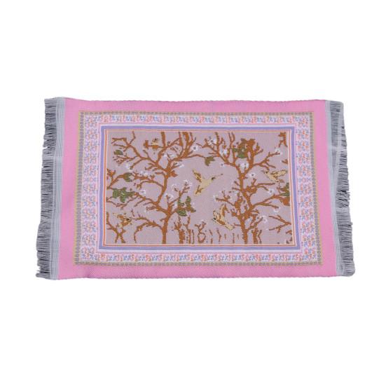 Dollhouse Carpet Floral Pattern Miniature Floor Rug with Tassel Decoration for Play House Decoration
