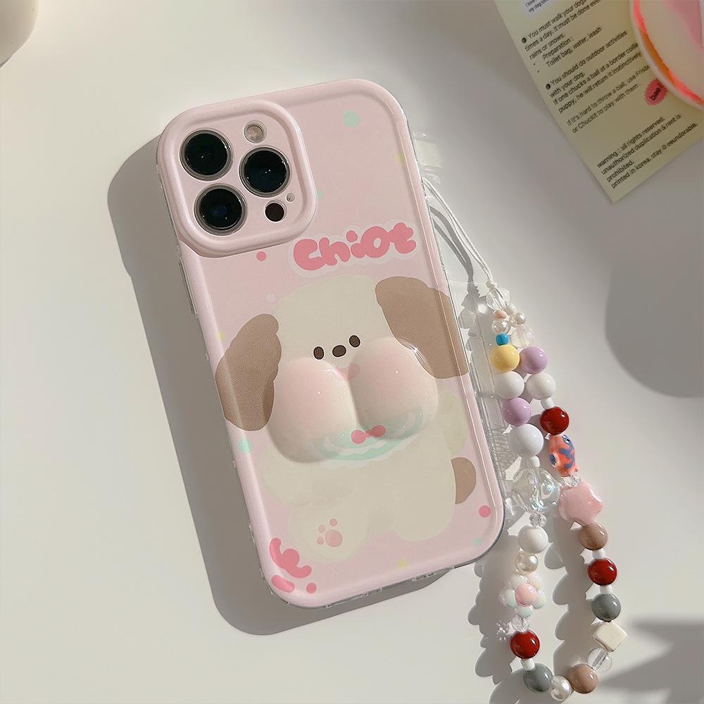 Super Słodki Pyszczek Szczeniaka iPhone 14 Odpowiedni dla 15 Apple 13 Promax Etui na telefon komórkowy 16 Trójwymiarowy 12 Kolorowy Łańcuszek 11
