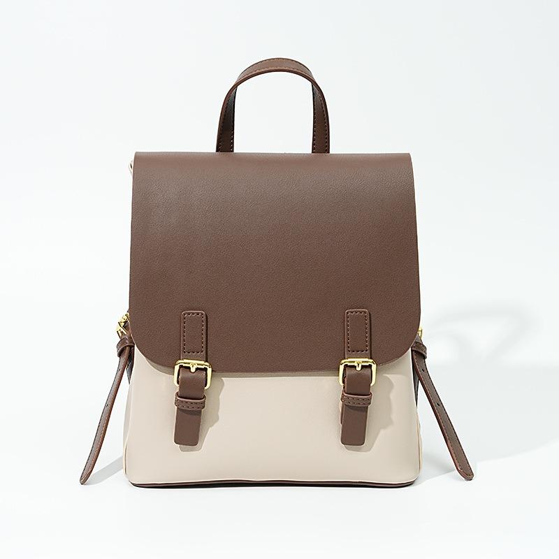 Leather high-end commuting large-capacity women's shoulder backpack, casual style and light girls backpack.