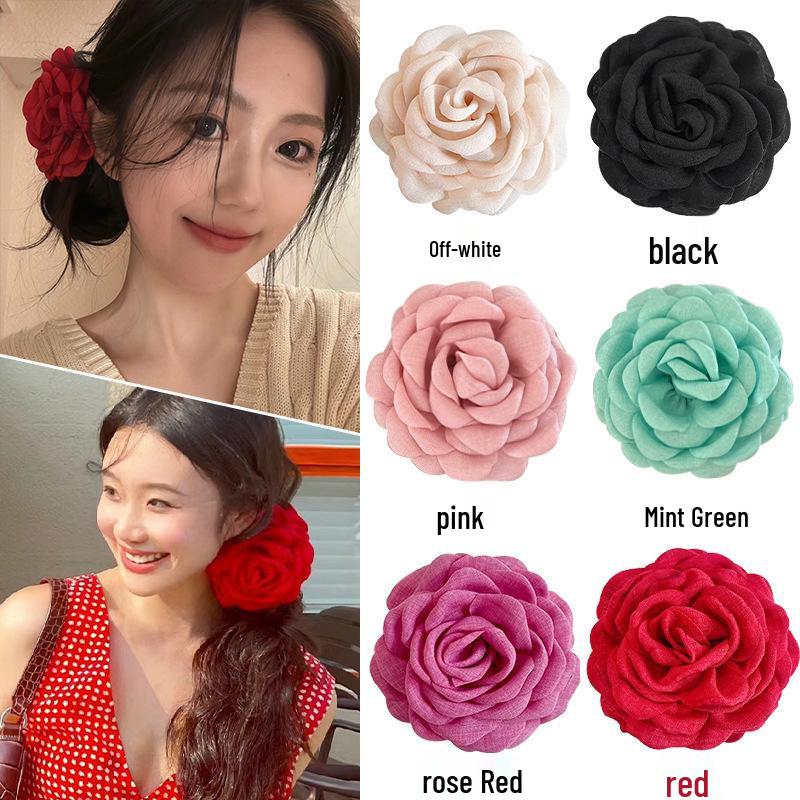 Caro Blumenstoff Rose Haarspange - Europäischer & Amerikanischer Stil Dutt-Accessoire